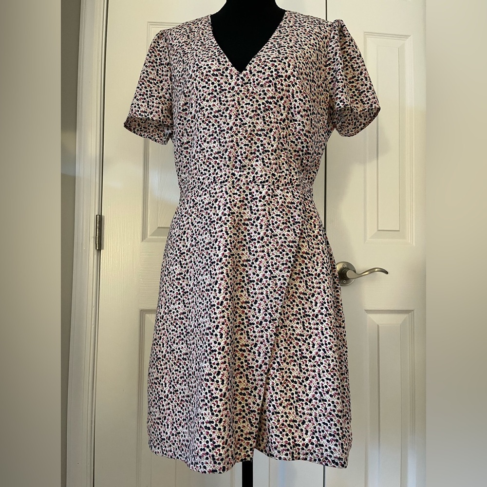 J Crew Mercantile Floral Dress Navy Burgundy Blush Size 8